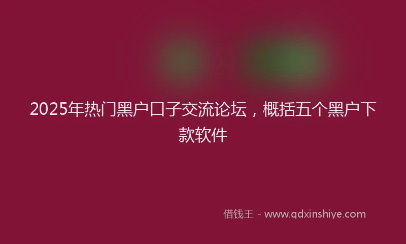 2025年热门黑户口子交流论坛，概括五个黑户下款软件