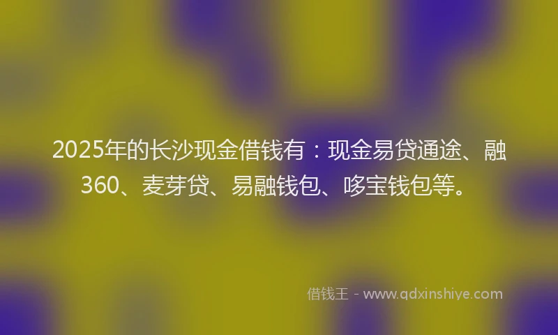 2025年的长沙现金借钱有：现金易贷通途、融360、麦芽贷、易融钱包、哆宝钱包等。