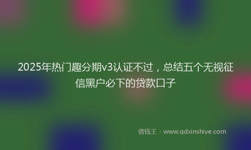 2025年热门趣分期v3认证不过，总结五个无视征信黑户必下的贷款口子
