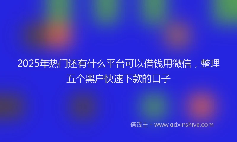 2025年热门还有什么平台可以借钱用微信，整理五个黑户快速下款的口子