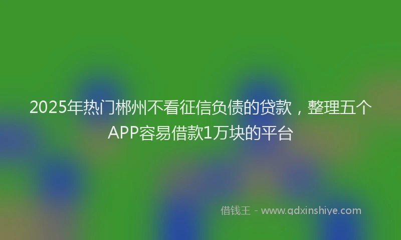 2025年热门郴州不看征信负债的贷款，整理五个APP容易借款1万块的平台