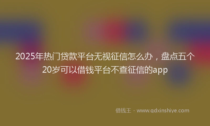 2025年热门贷款平台无视征信怎么办，盘点五个20岁可以借钱平台不查征信的app