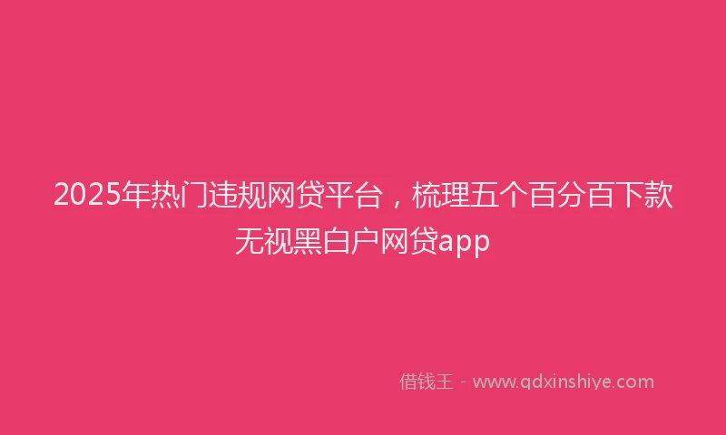 2025年热门违规网贷平台，梳理五个百分百下款无视黑白户网贷app