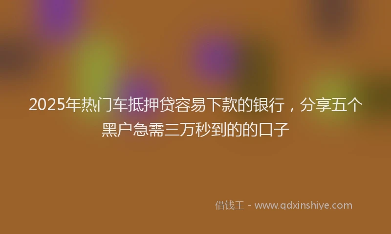 2025年热门车抵押贷容易下款的银行，分享五个黑户急需三万秒到的的口子