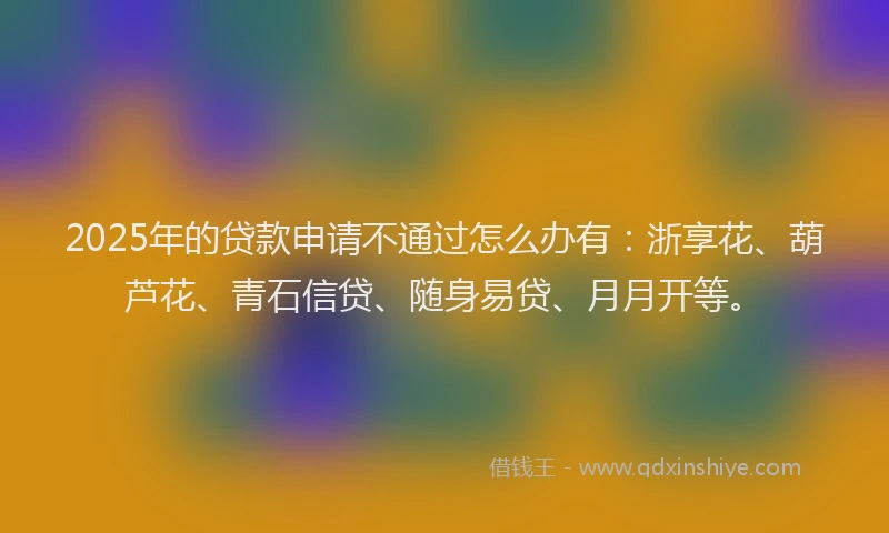2025年的贷款申请不通过怎么办有：浙享花、葫芦花、青石信贷、随身易贷、月月开等。