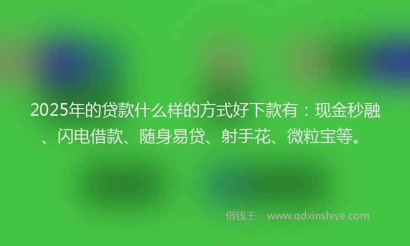 2025年的贷款什么样的方式好下款有：现金秒融、闪电借款、随身易贷、射手花、微粒宝等。