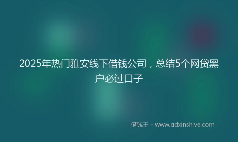 2025年热门雅安线下借钱公司，总结5个网贷黑户必过口子