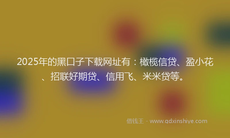 2025年的黑口子下载网址有：橄榄信贷、盈小花、招联好期贷、信用飞、米米贷等。