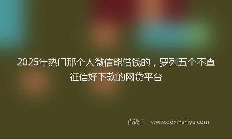 2025年热门那个人微信能借钱的，罗列五个不查征信好下款的网贷平台