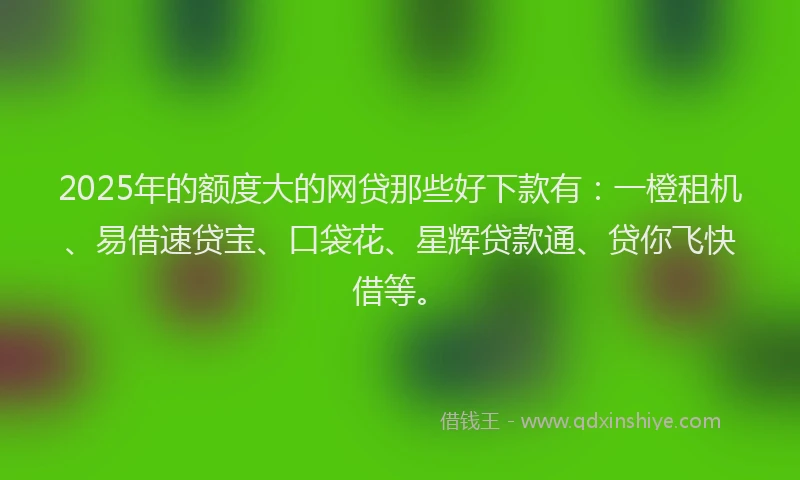 2025年的额度大的网贷那些好下款有：一橙租机、易借速贷宝、口袋花、星辉贷款通、贷你飞快借等。
