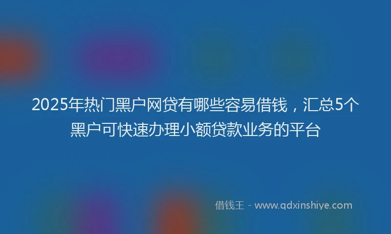2025年热门黑户网贷有哪些容易借钱，汇总5个黑户可快速办理小额贷款业务的平台
