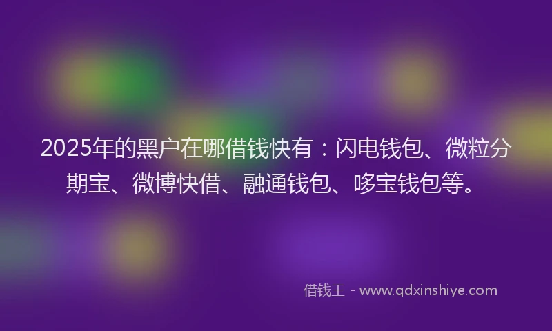 2025年的黑户在哪借钱快有：闪电钱包、微粒分期宝、微博快借、融通钱包、哆宝钱包等。