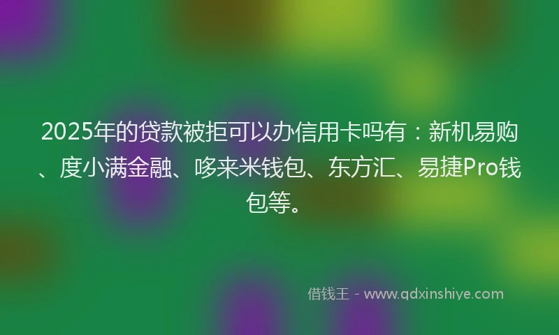 2025年的贷款被拒可以办信用卡吗有：新机易购、度小满金融、哆来米钱包、东方汇、易捷Pro钱包等。