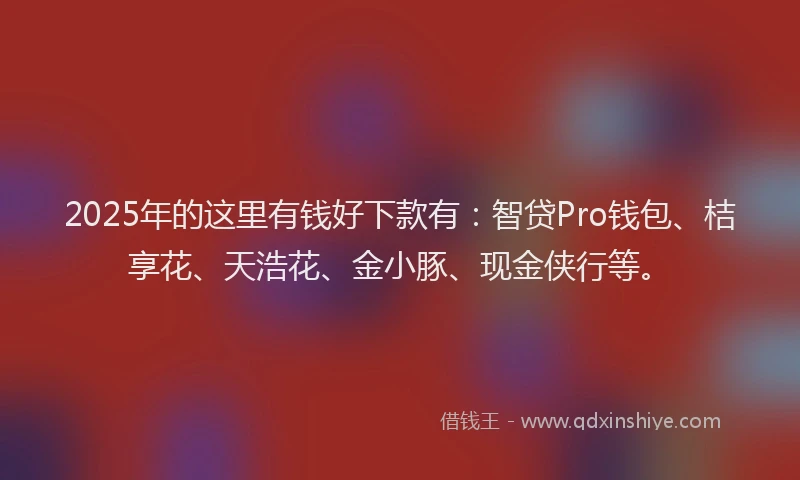 2025年的这里有钱好下款有：智贷Pro钱包、桔享花、天浩花、金小豚、现金侠行等。
