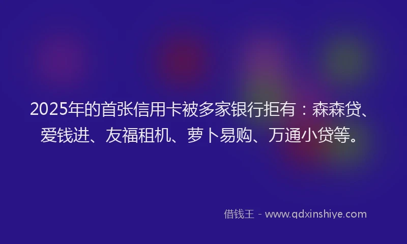 2025年的首张信用卡被多家银行拒有：森森贷、爱钱进、友福租机、萝卜易购、万通小贷等。