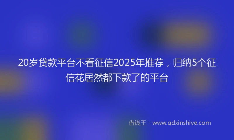 20岁贷款平台不看征信2025年推荐，归纳5个征信花居然都下款了的平台