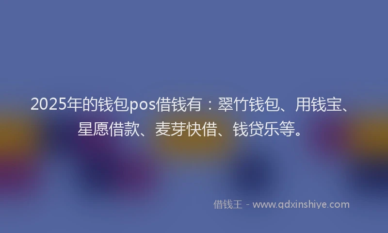 2025年的钱包pos借钱有：翠竹钱包、用钱宝、星愿借款、麦芽快借、钱贷乐等。