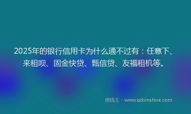 2025年的银行信用卡为什么通不过有：任意下、来租呗、固金快贷、甄信贷、友福租机等。