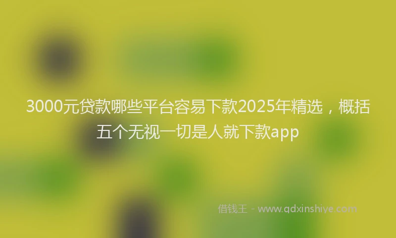 3000元贷款哪些平台容易下款2025年精选，概括五个无视一切是人就下款app