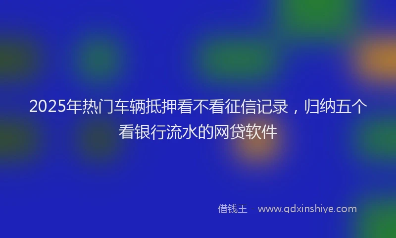 2025年热门车辆抵押看不看征信记录，归纳五个看银行流水的网贷软件