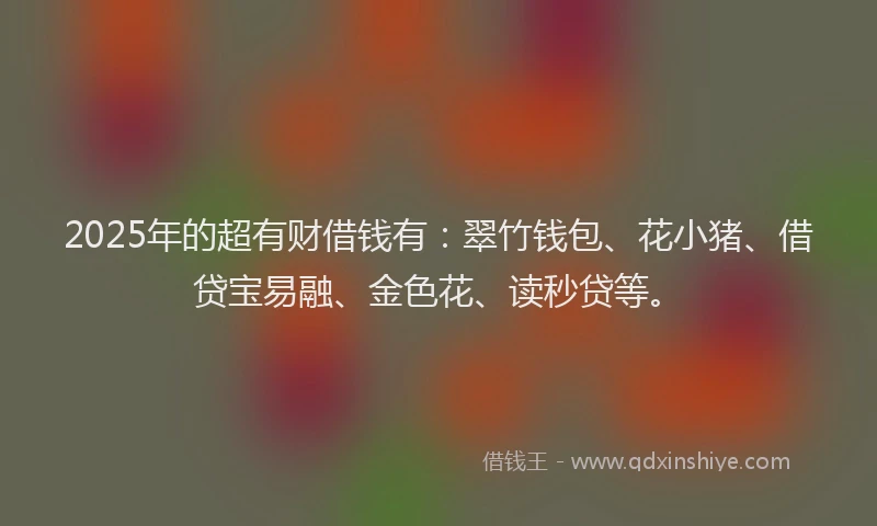 2025年的超有财借钱有：翠竹钱包、花小猪、借贷宝易融、金色花、读秒贷等。
