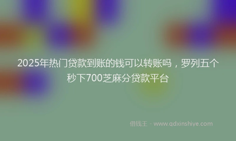 2025年热门贷款到账的钱可以转账吗，罗列五个秒下700芝麻分贷款平台