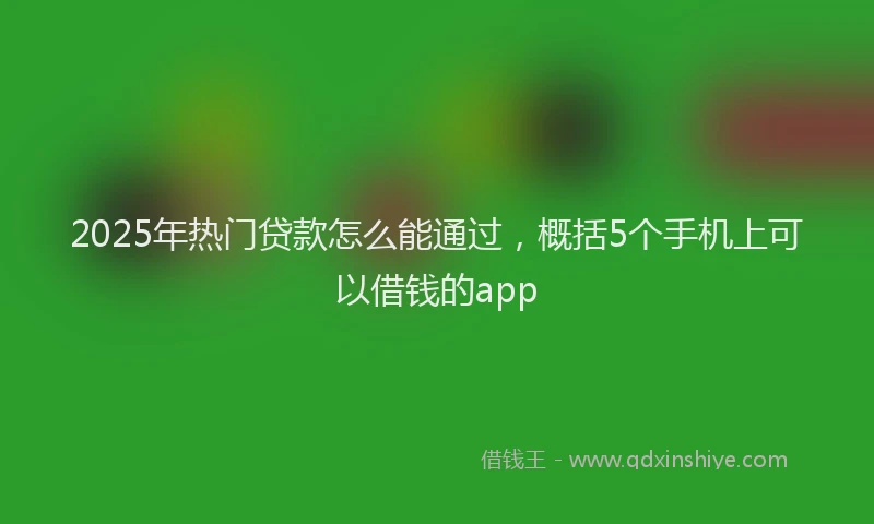 2025年热门贷款怎么能通过，概括5个手机上可以借钱的app