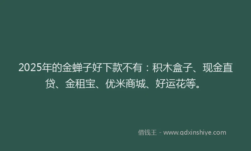 2025年的金蝉子好下款不有：积木盒子、现金直贷、金租宝、优米商城、好运花等。
