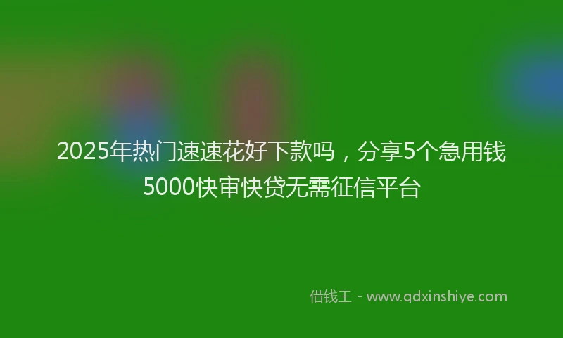 2025年热门速速花好下款吗，分享5个急用钱5000快审快贷无需征信平台