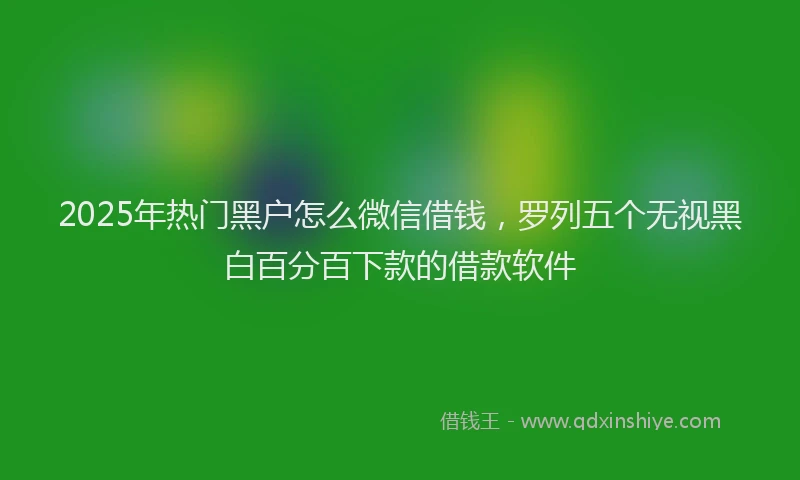 2025年热门黑户怎么微信借钱，罗列五个无视黑白百分百下款的借款软件