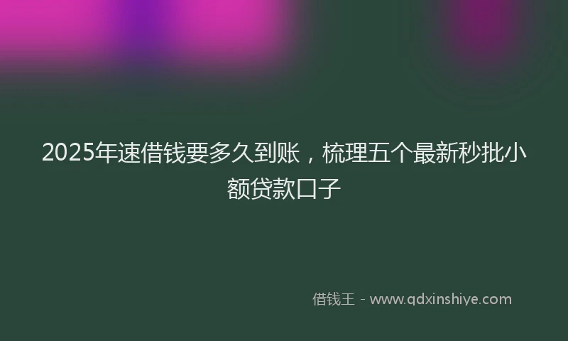 2025年速借钱要多久到账，梳理五个最新秒批小额贷款口子