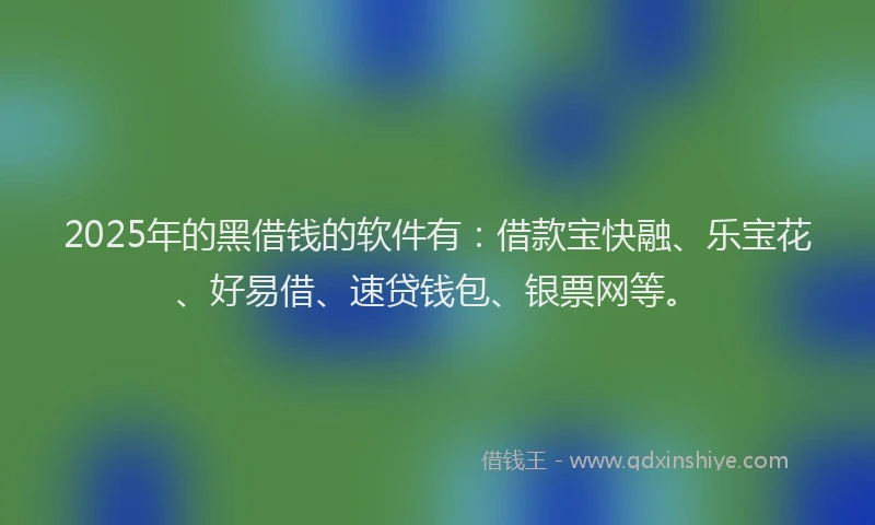 2025年的黑借钱的软件有：借款宝快融、乐宝花、好易借、速贷钱包、银票网等。