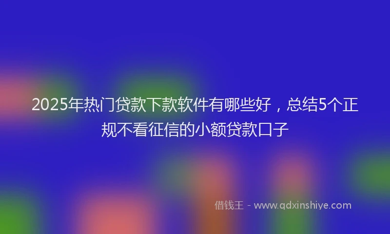 2025年热门贷款下款软件有哪些好，总结5个正规不看征信的小额贷款口子