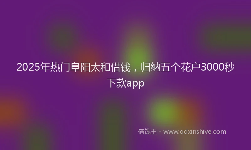 2025年热门阜阳太和借钱，归纳五个花户3000秒下款app
