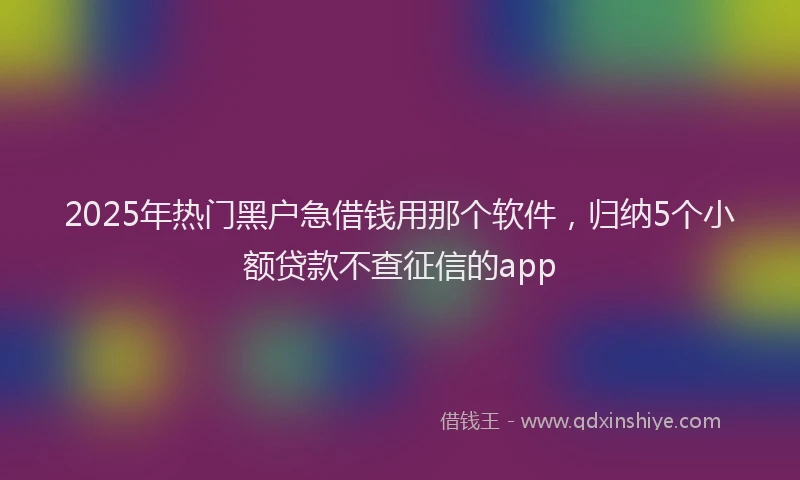 2025年热门黑户急借钱用那个软件，归纳5个小额贷款不查征信的app