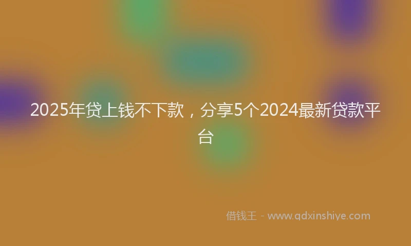 2025年贷上钱不下款，分享5个2024最新贷款平台