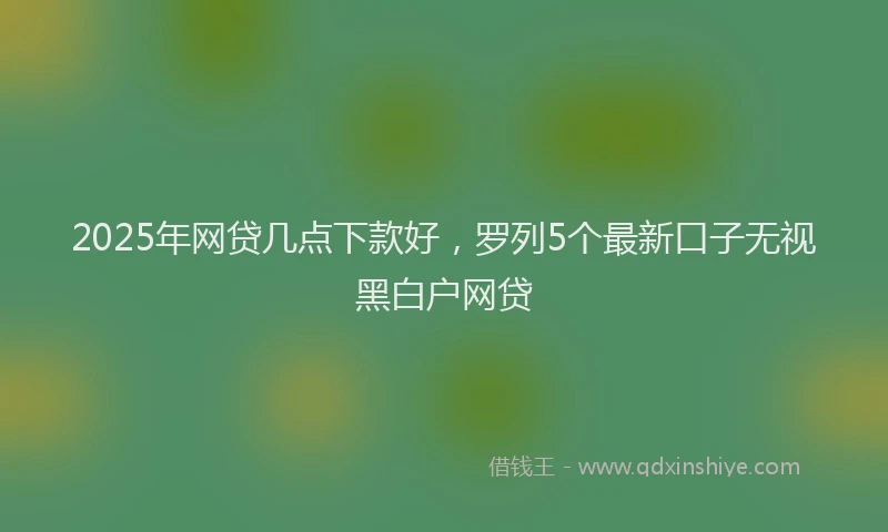 2025年网贷几点下款好，罗列5个最新口子无视黑白户网贷