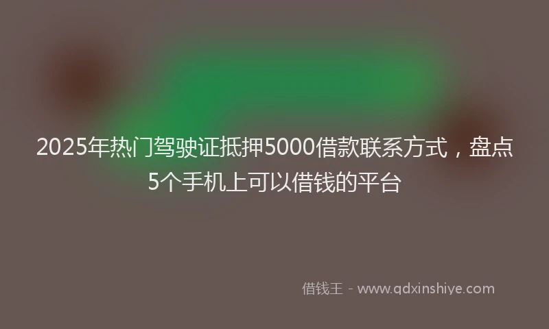 2025年热门驾驶证抵押5000借款联系方式，盘点5个手机上可以借钱的平台