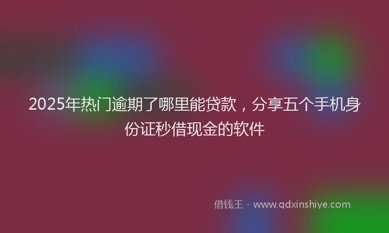 2025年热门逾期了哪里能贷款，分享五个手机身份证秒借现金的软件