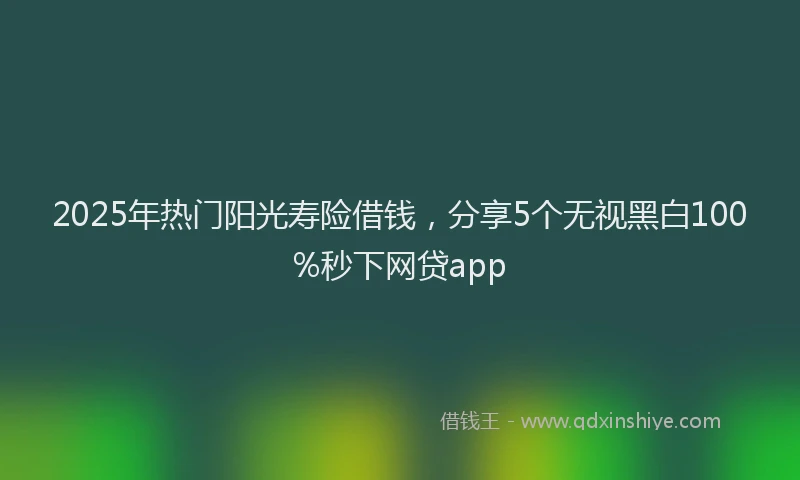2025年热门阳光寿险借钱，分享5个无视黑白100%秒下网贷app