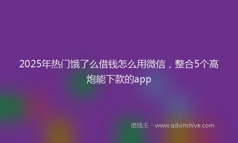 2025年热门饿了么借钱怎么用微信，整合5个高炮能下款的app