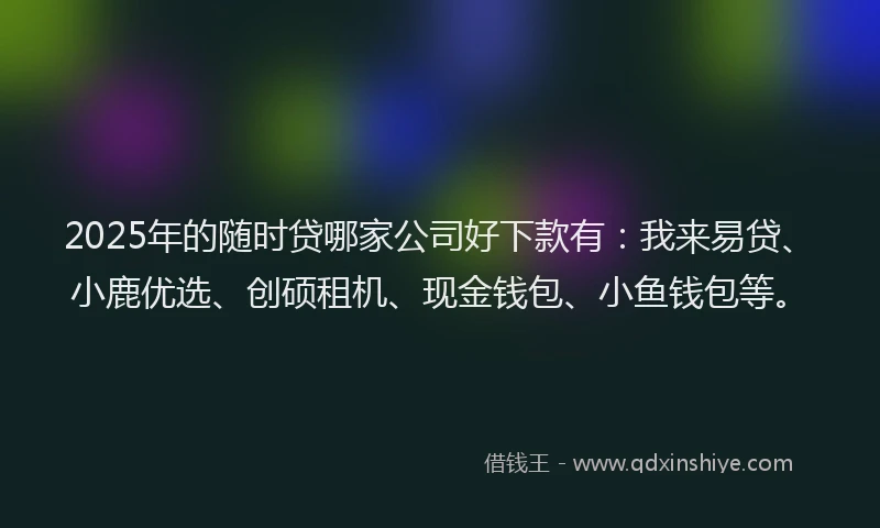 2025年的随时贷哪家公司好下款有：我来易贷、小鹿优选、创硕租机、现金钱包、小鱼钱包等。