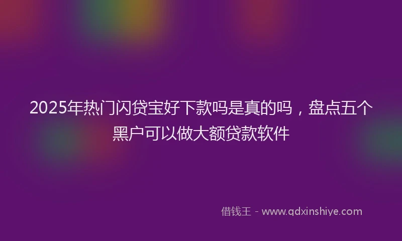 2025年热门闪贷宝好下款吗是真的吗，盘点五个黑户可以做大额贷款软件