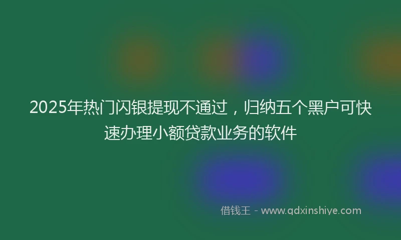 2025年热门闪银提现不通过，归纳五个黑户可快速办理小额贷款业务的软件