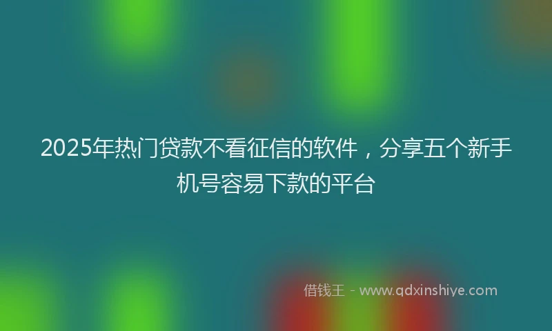 2025年热门贷款不看征信的软件，分享五个新手机号容易下款的平台