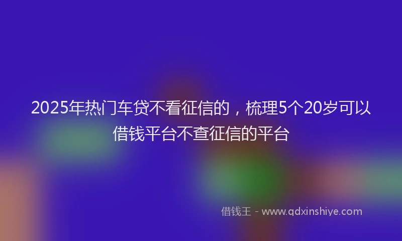 2025年热门车贷不看征信的，梳理5个20岁可以借钱平台不查征信的平台