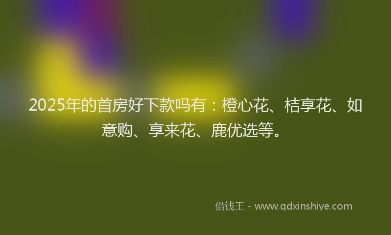2025年的首房好下款吗有：橙心花、桔享花、如意购、享来花、鹿优选等。