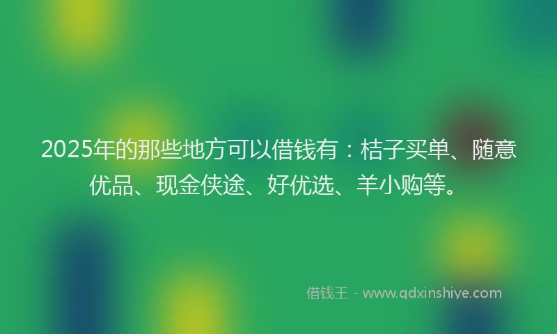 2025年的那些地方可以借钱有：桔子买单、随意优品、现金侠途、好优选、羊小购等。