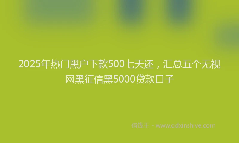2025年热门黑户下款500七天还，汇总五个无视网黑征信黑5000贷款口子