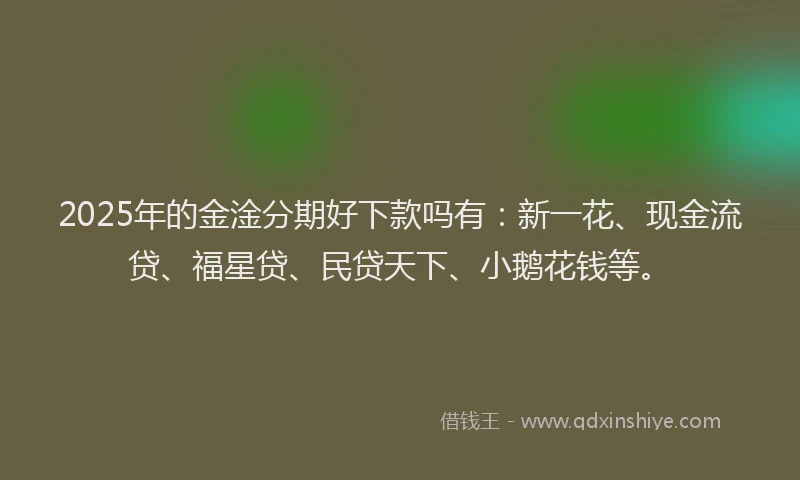 2025年的金淦分期好下款吗有：新一花、现金流贷、福星贷、民贷天下、小鹅花钱等。